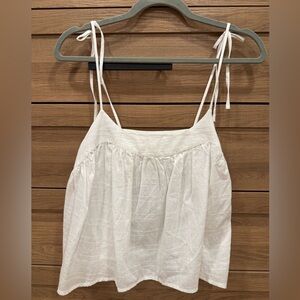 BP White Cotton Tie Strap Peplum Tank Top Size M NWT